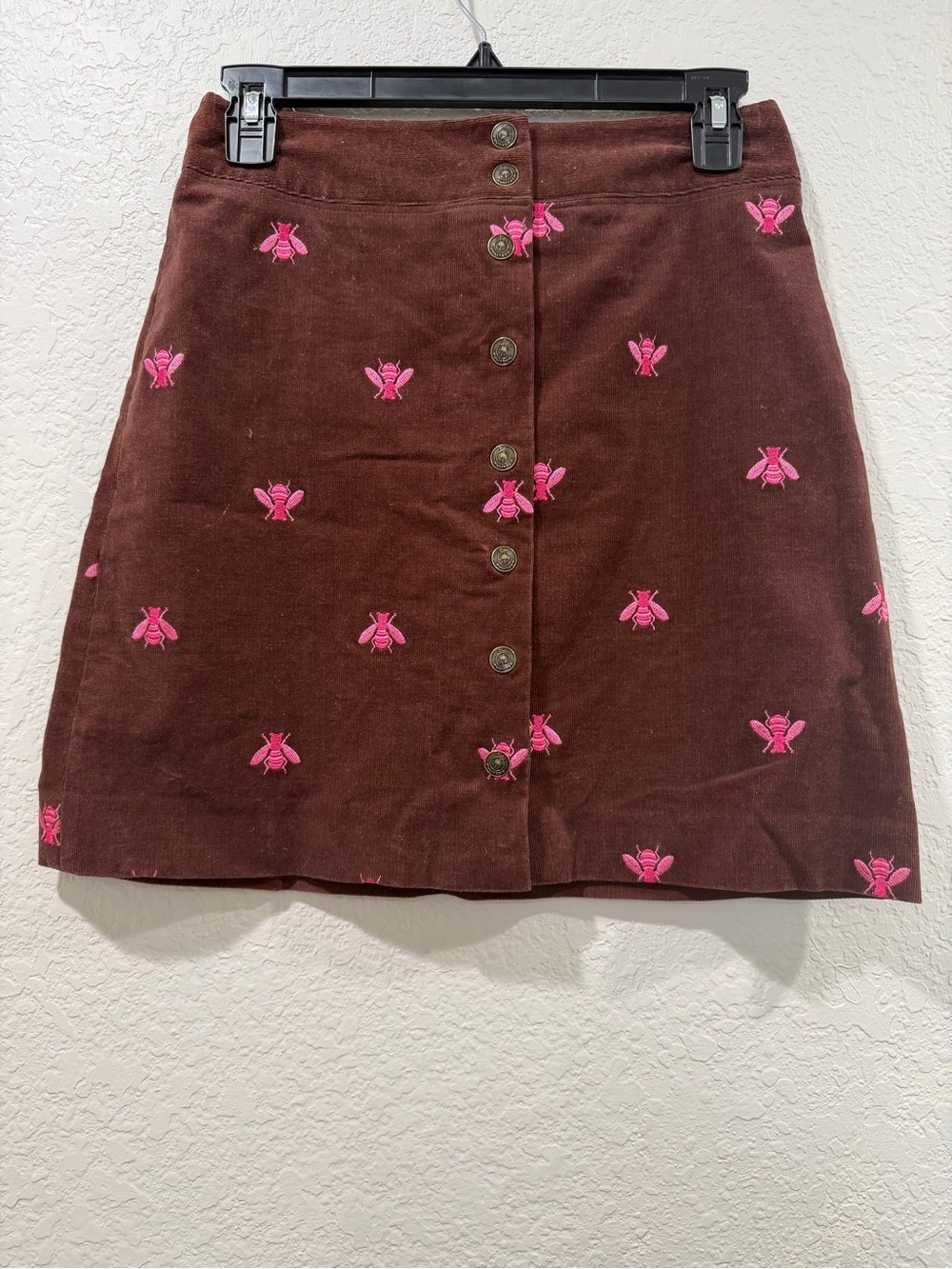 Lilly Pulitzer Vintage Corduroy Brown Embroidered Bee Mini Skirt Size 0